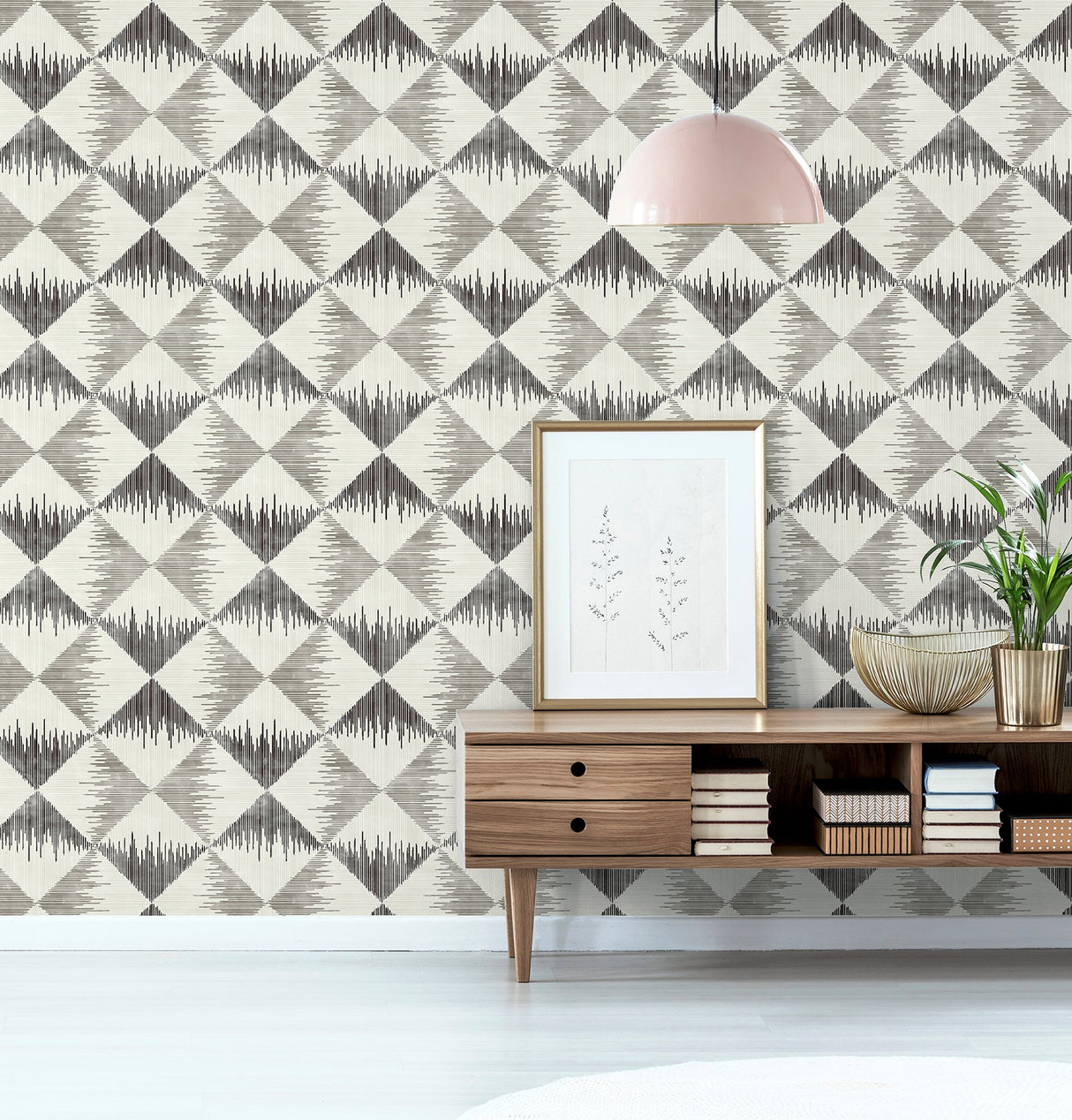 Reuben Grey by Arthouse Ikat Geometric Wallpaper – Brewster Home Fashions AH909401