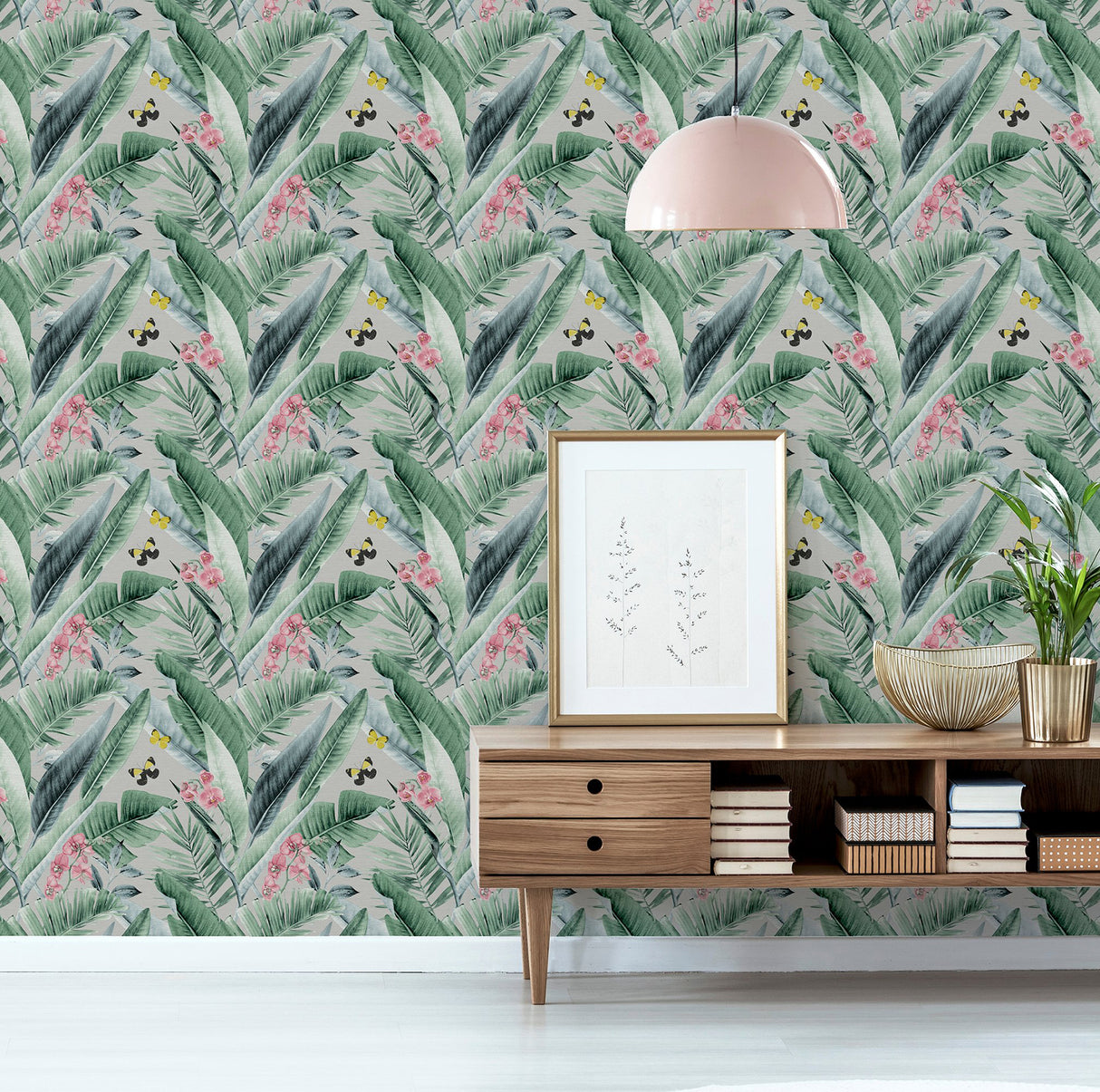 Miriam Grey Tropical by Arthouse Tropical Wallpaper – Brewster Home Fashions AH909404