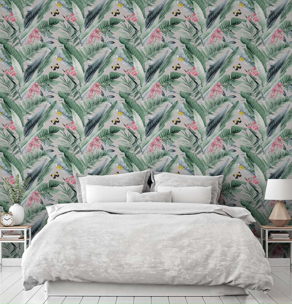 Miriam Grey Tropical by Arthouse Tropical Wallpaper – Brewster Home Fashions AH909404