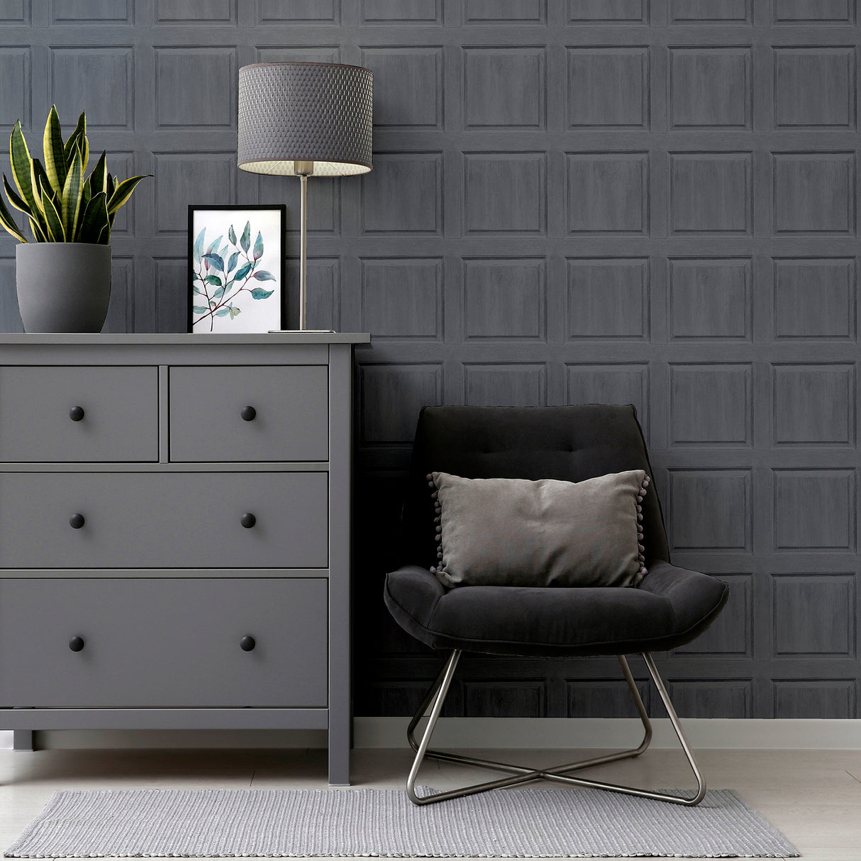 Bellamy Charcoal by Arthouse Wooden Panel Wallpaper – Brewster Home Fashions AH909600