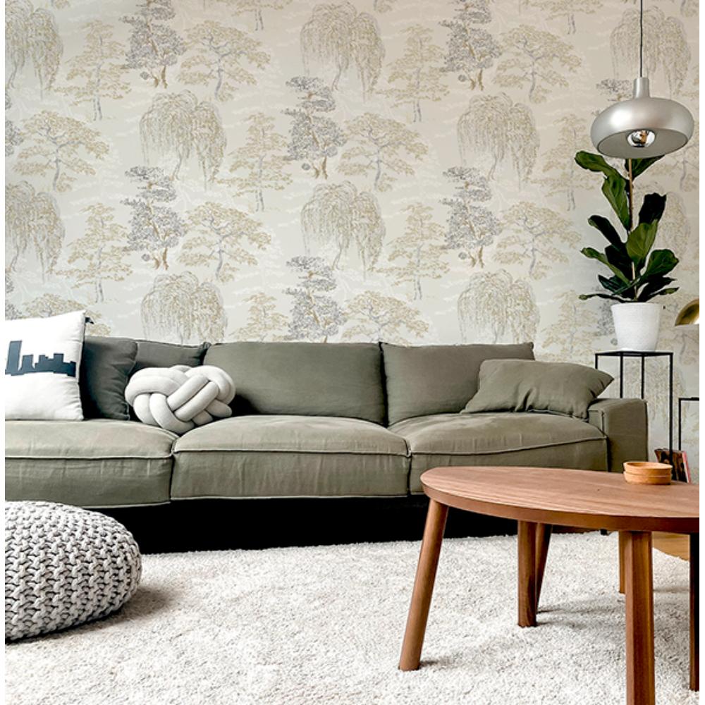 Midori Neutral by Arthouse Trees Wallpaper – Brewster Home Fashions AH909605
