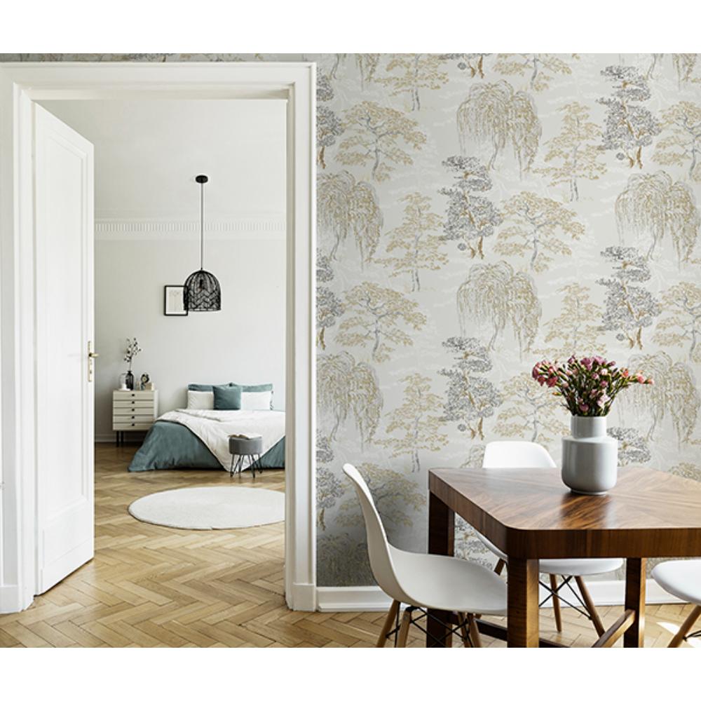 Midori Neutral by Arthouse Trees Wallpaper – Brewster Home Fashions AH909605