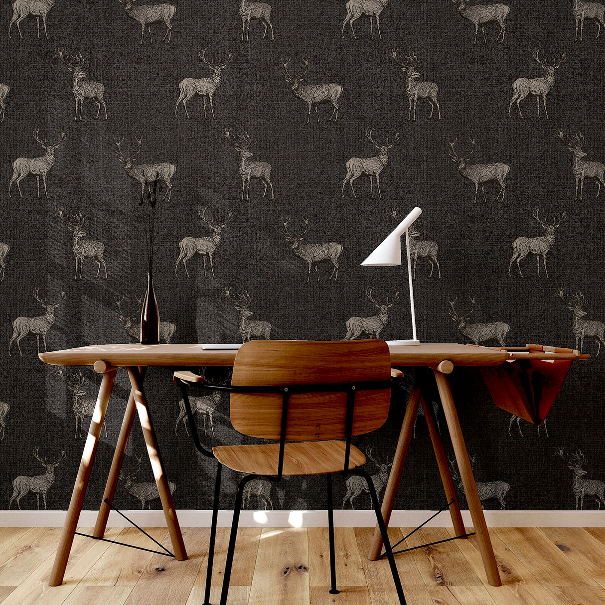 Hank Charcoal by Arthouse Stag Wallpaper – Brewster Home Fashions AH909607