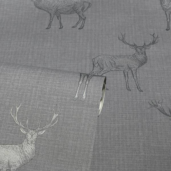 Hank Grey by Arthouse Stag Wallpaper – Brewster Home Fashions AH909608