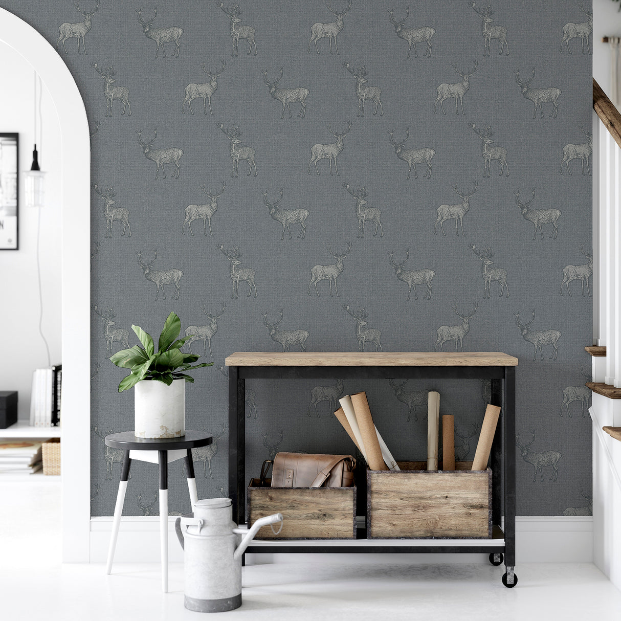 Hank Grey by Arthouse Stag Wallpaper – Brewster Home Fashions AH909608
