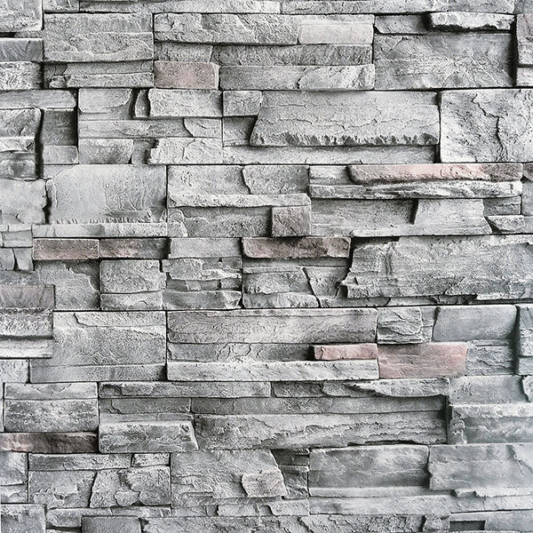 Cornell Grey Slate Wall wallpaper swatch showing stacked stone look