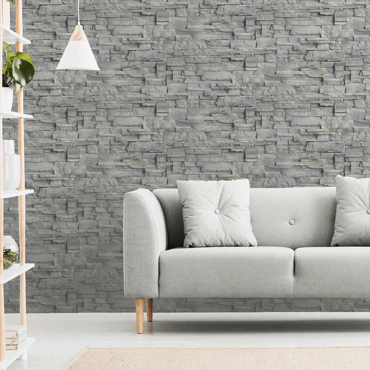 Cornell Grey by Arthouse Slate Wall Wallpaper- Brewster AH909704