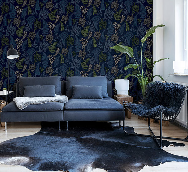 Jerome Blue by Arthouse Botanical Wallpaper – Brewster Home Fashions AH909800