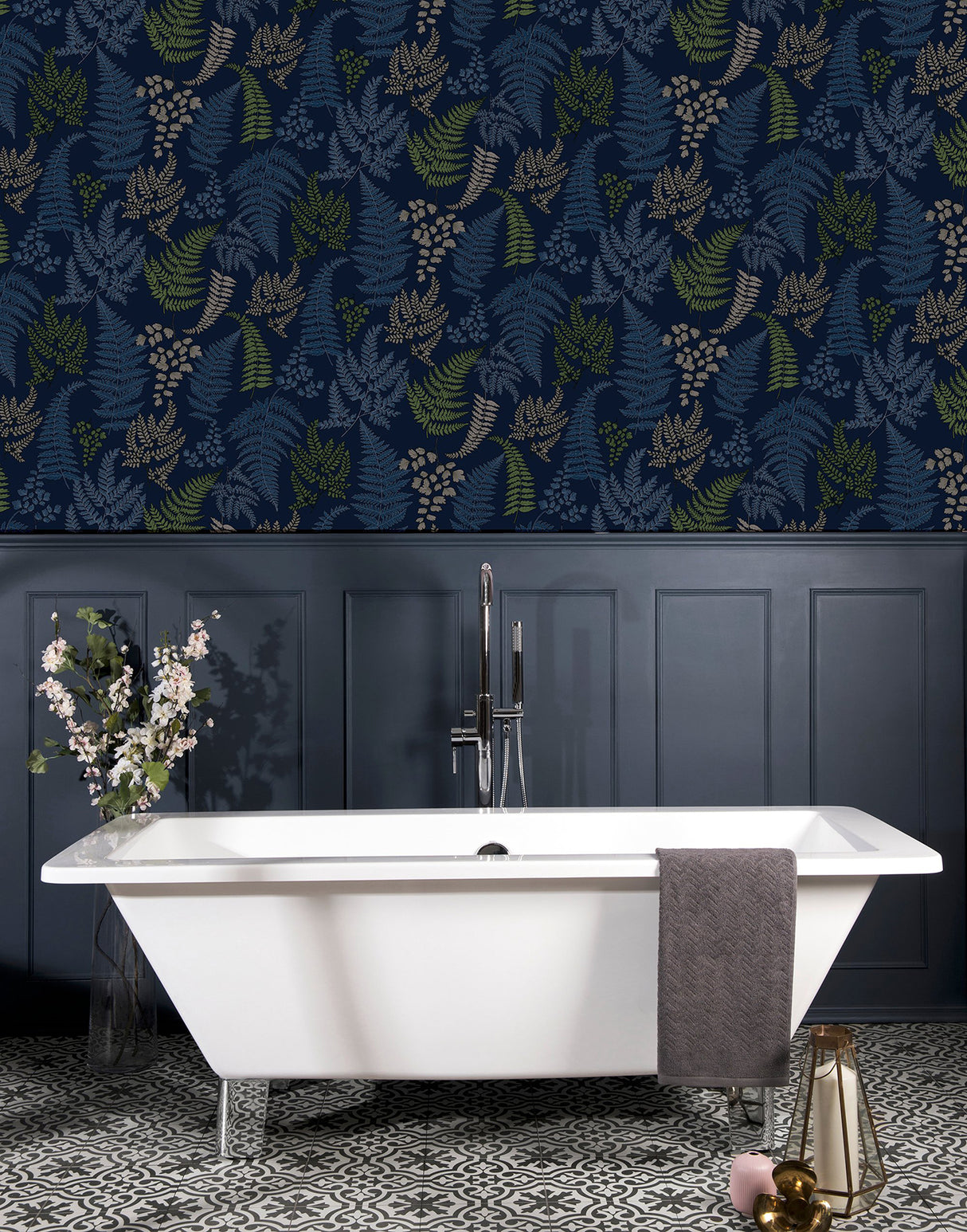 Jerome Blue by Arthouse Botanical Wallpaper – Brewster Home Fashions AH909800