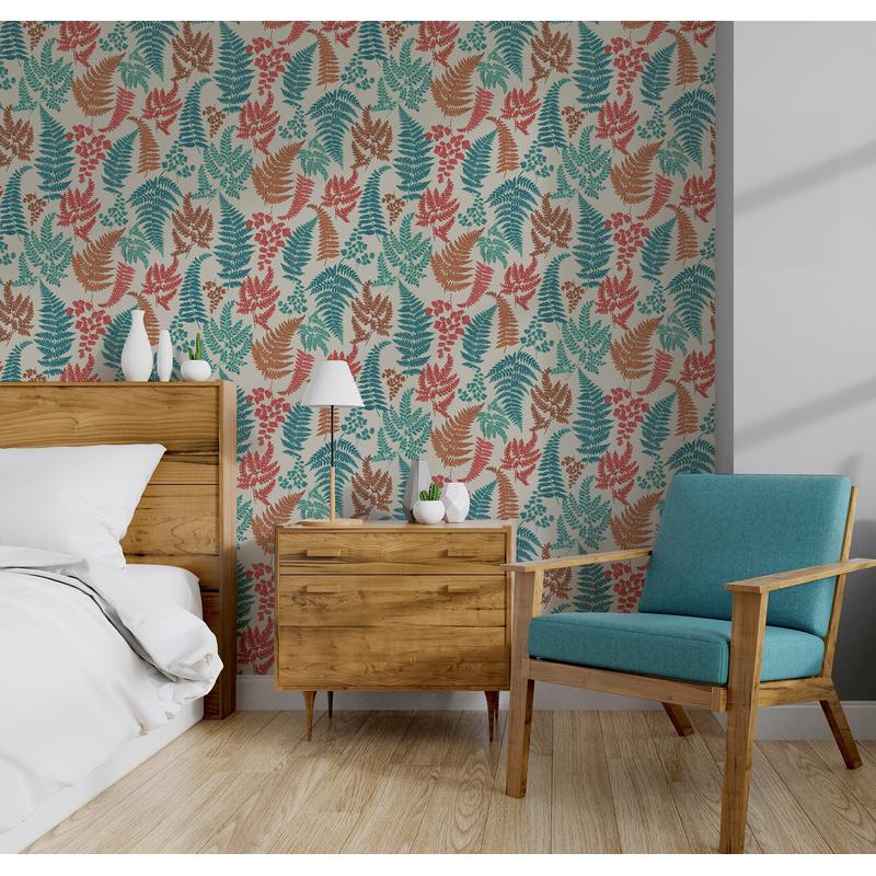 Jerome Red by Arthouse Botanical Wallpaper – Brewster Home Fashions AH909801