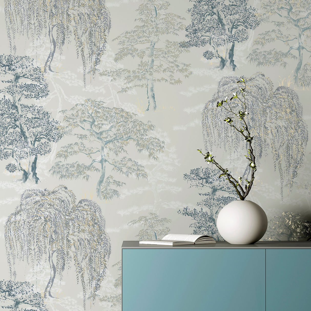 Midori Grey by Arthouse Trees Wallpaper- Brewster Home Fashions AH909809
