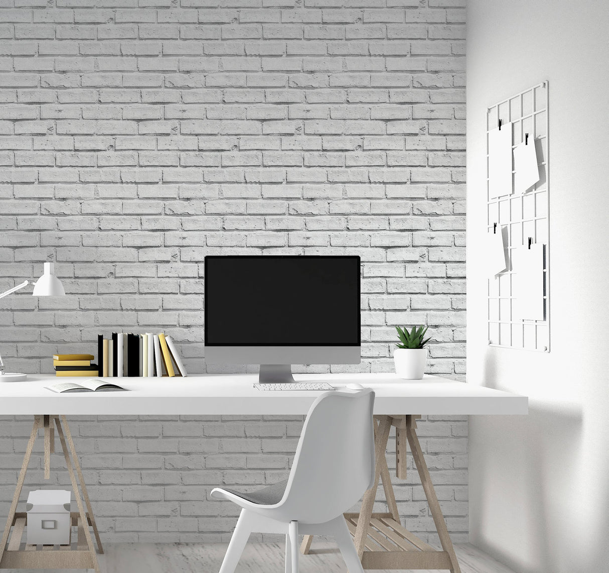 Abner White by Arthouse Brick Wallpaper – Brewster Home Fashions AH920001