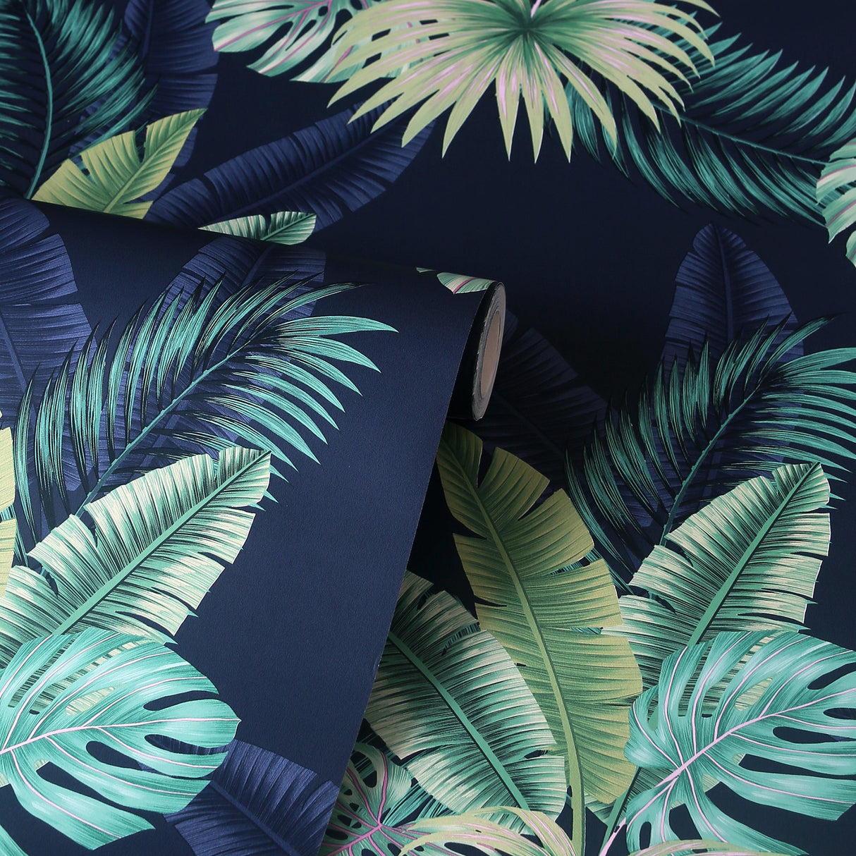 Miami Palms Navy by Arthouse Tropical Botanical Wallpaper- Brewster Home Fashions AH921407