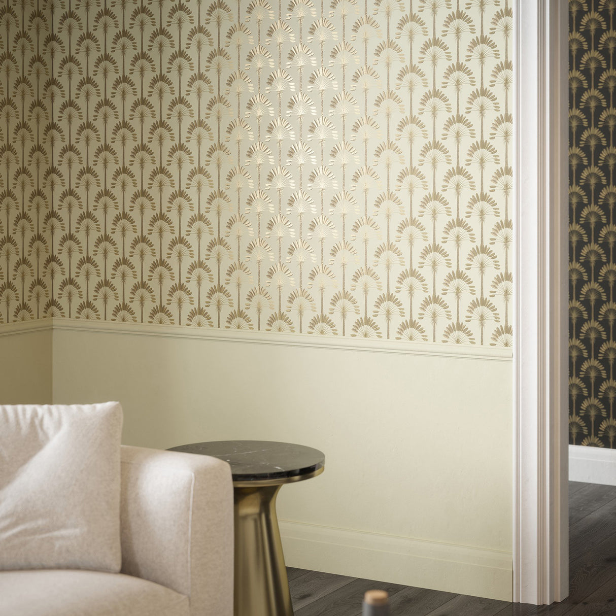 Sylvia Gold by Arthouse Palm Palace Wallpaper- Brewster Home Fashions AH921701