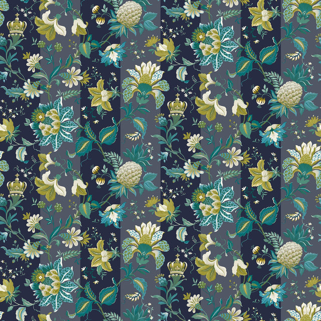 Cornelia Navy Floral Stripe Wallpaper – Arthouse