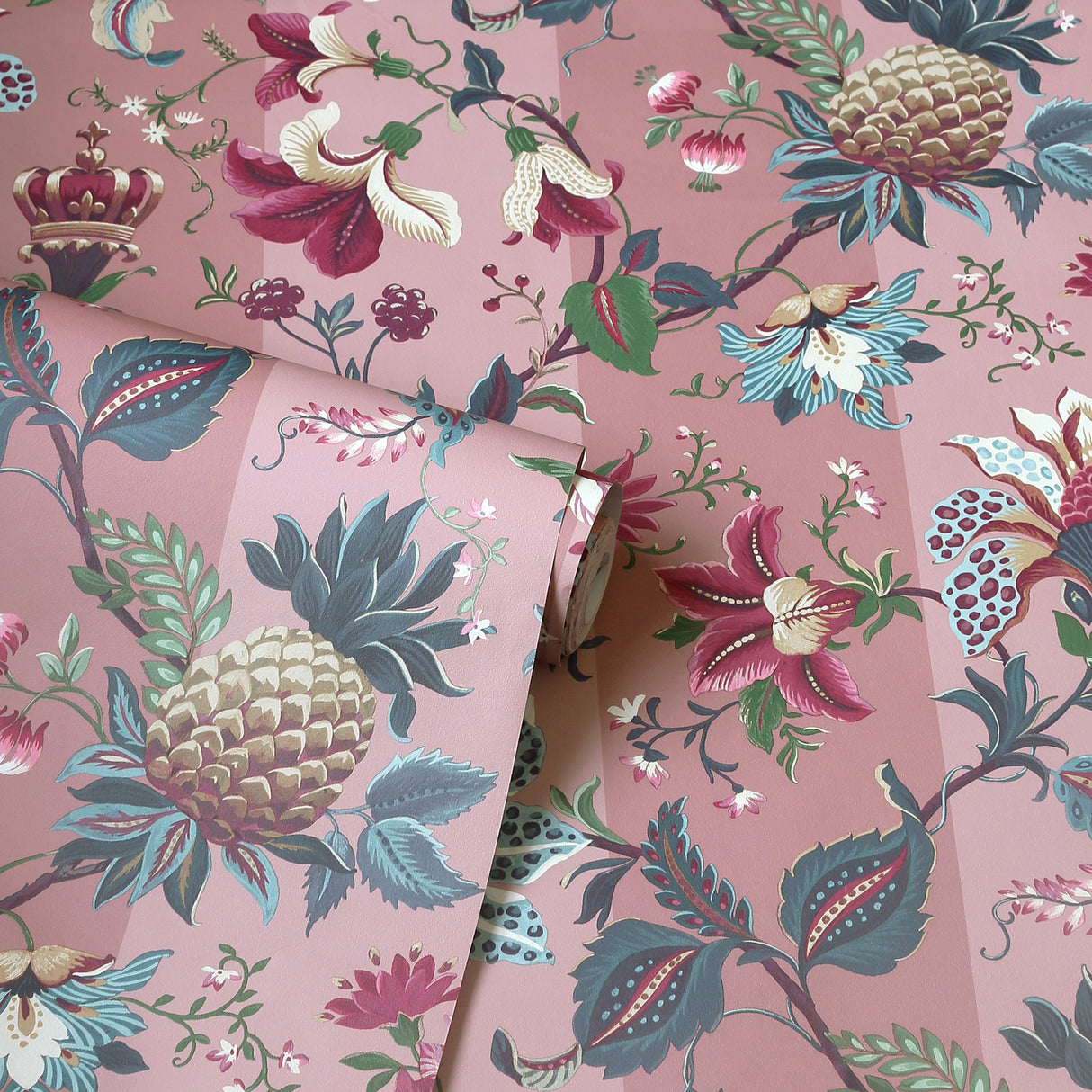 Cornelia Pink by Arthouse Floral Stripe Wallpaper – Brewster Home Fashions AH922802