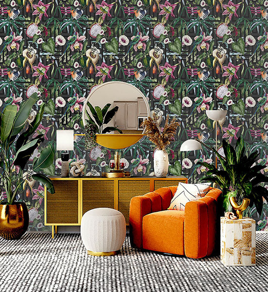Lucretia Multicolor by Arthouse Tropical Wallpaper – Brewster AH922805