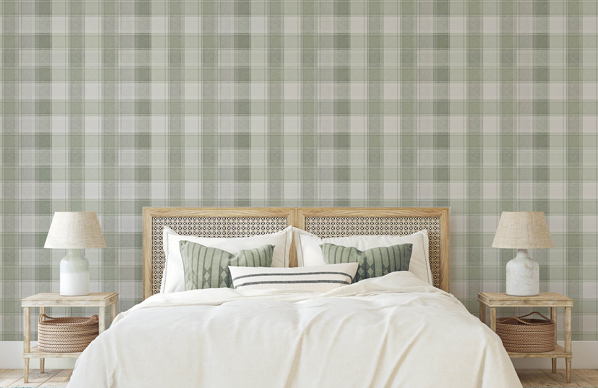 Rita Green by Arthouse Country Check Wallpaper – Brewster Home Fashions AH922806