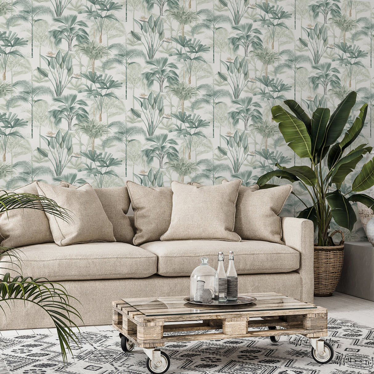 Freda Green by Arthouse Palm Trees Wallpaper- Brewster Home Fashions AH922908