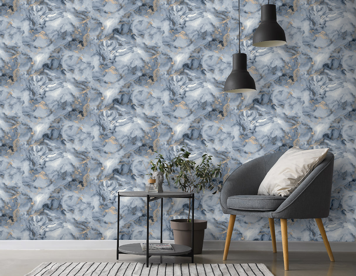 Merrick Navy by Arthouse Marble Wallpaper – Brewster Home Fashions AH923000