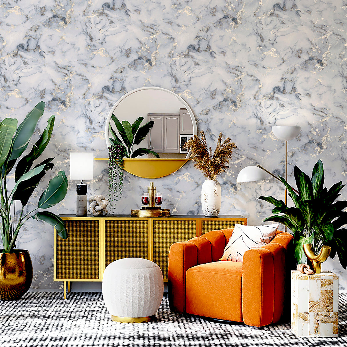 Merrick Grey Marble by Arthouse Faux Stone Wallpaper – Brewster Home Fashions AH923001