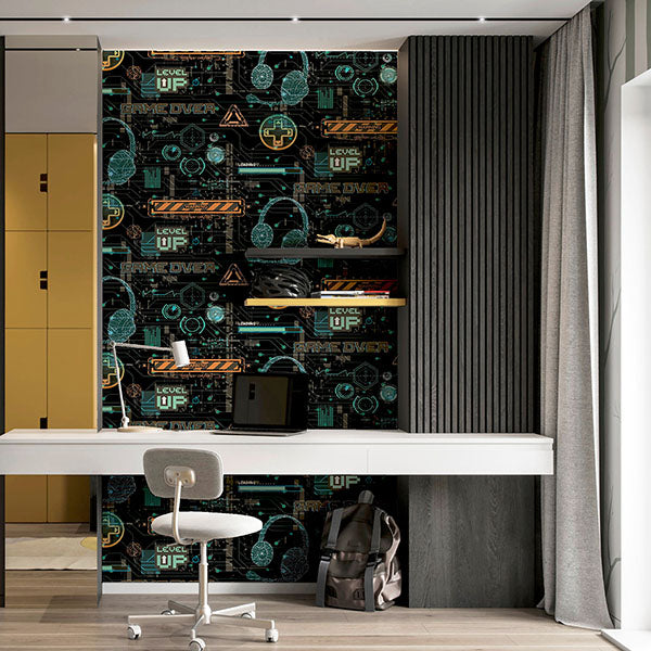 Casper Black by Arthouse Gamer Graphics Wallpaper- Brewster Home Fashions AH923707