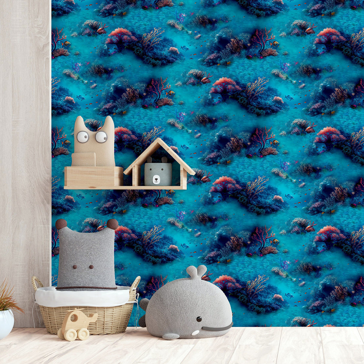Orlena Blue by Arthouse Under The Sea Wallpaper – Brewster Home Fashions AH923808