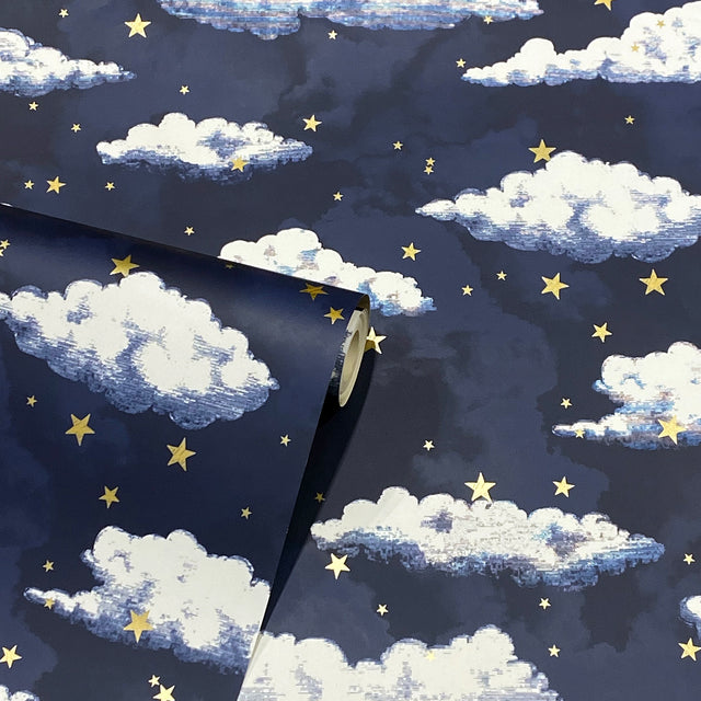 Zeno Navy by Arthouse Starry Skies Clouds Wallpaper – Brewster Home Fashions AH923907