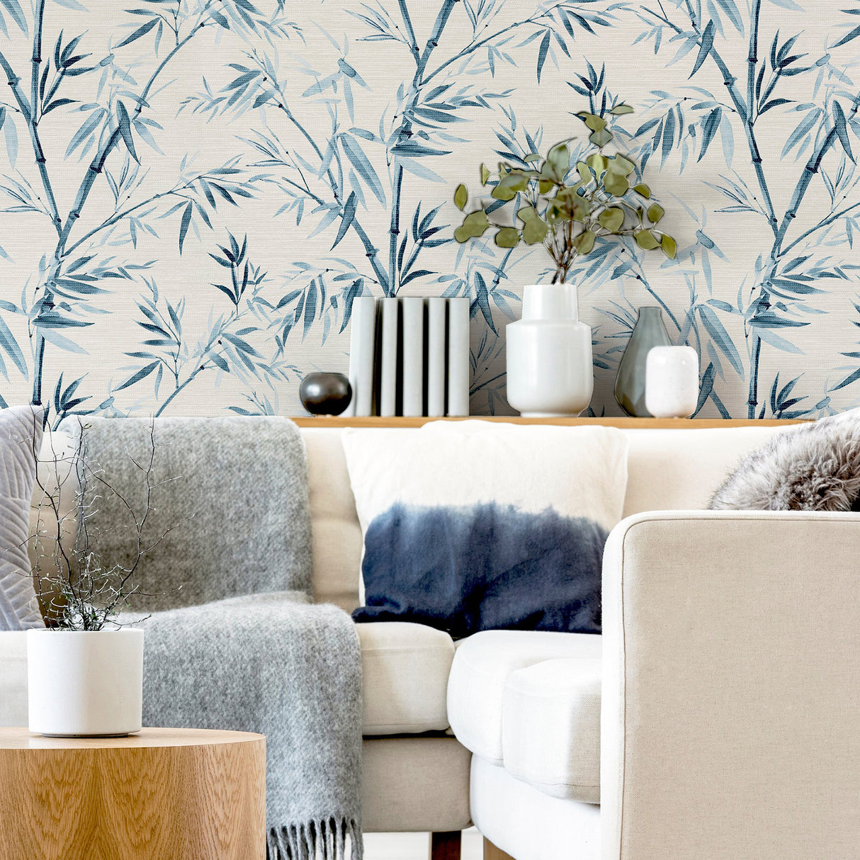 Moriko Blue by Arthouse Bamboo Wallpaper – Brewster Home Fashions AH924107