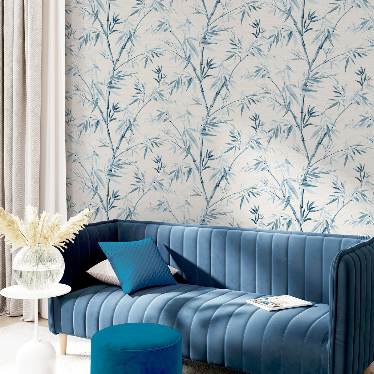 Moriko Blue by Arthouse Bamboo Wallpaper – Brewster Home Fashions AH924107