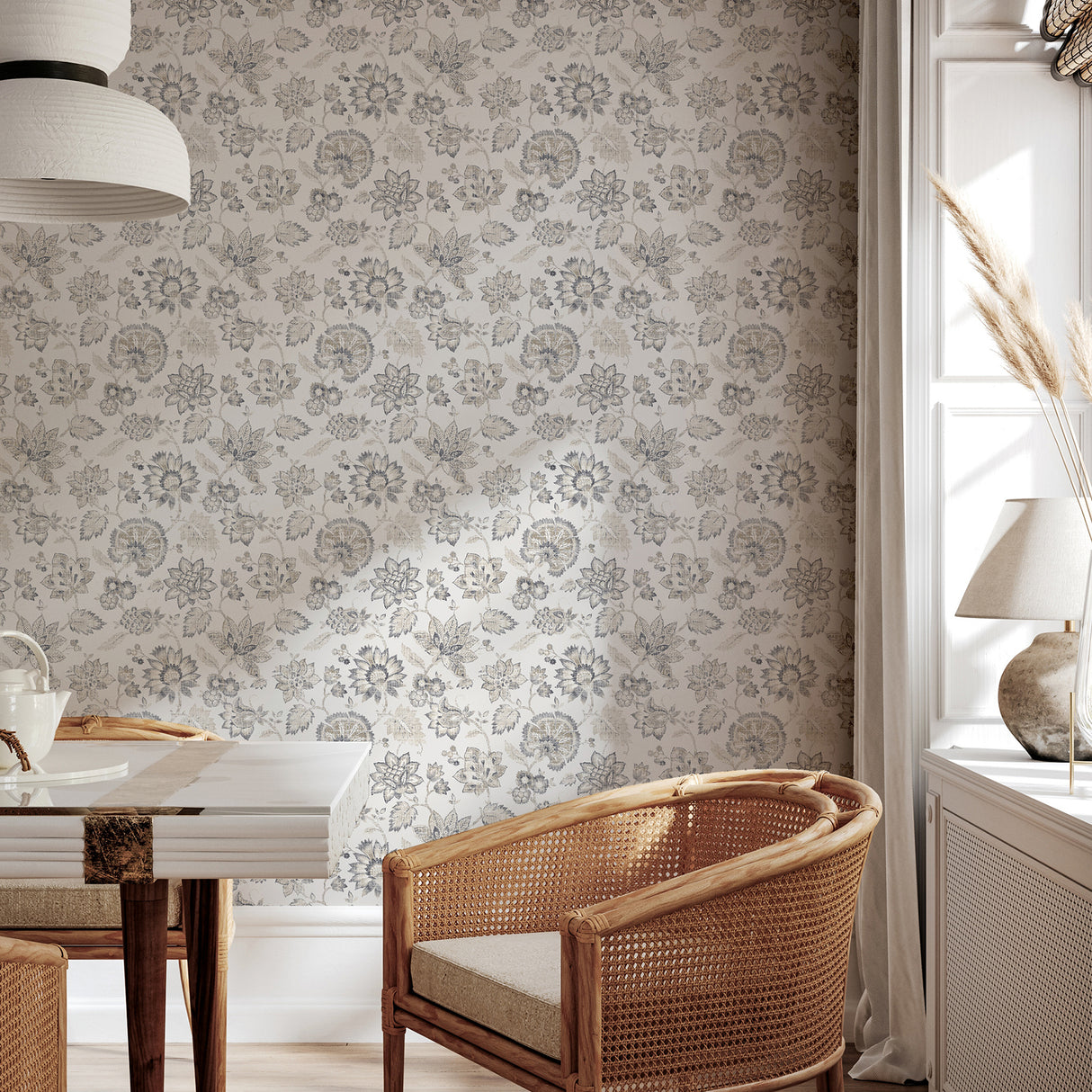 Prudie Denim by Arthouse Jacobean Trail Wallpaper – Brewster Home Fashions AH924707