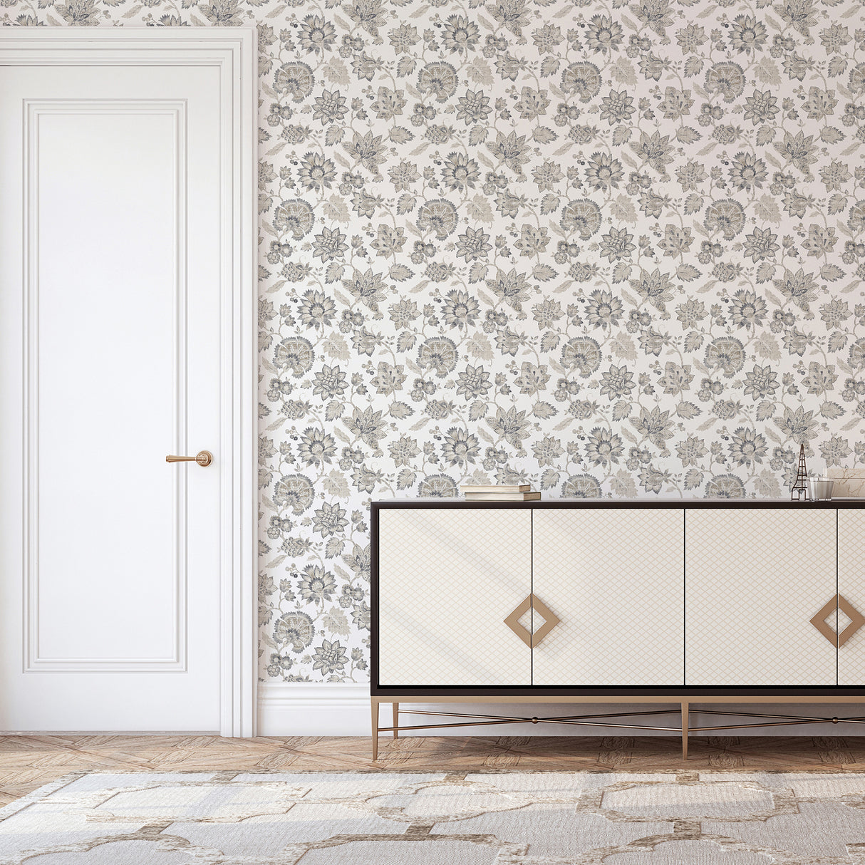 Prudie Denim by Arthouse Jacobean Trail Wallpaper – Brewster Home Fashions AH924707