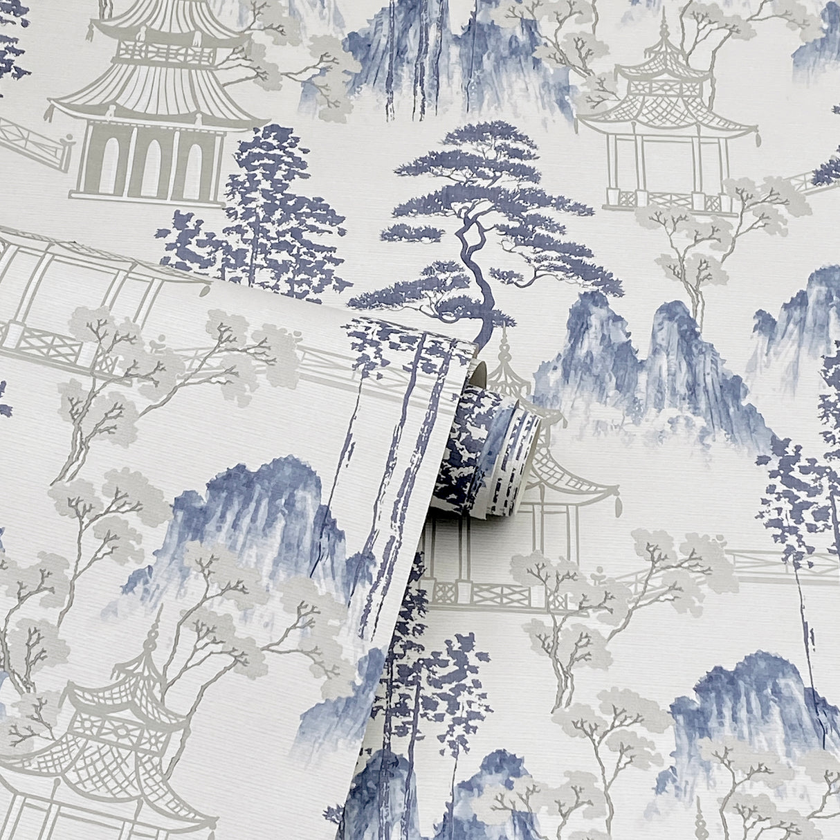 Akio Blue by Arthouse Pagoda Wallpaper – Brewster Home Fashions AH924803