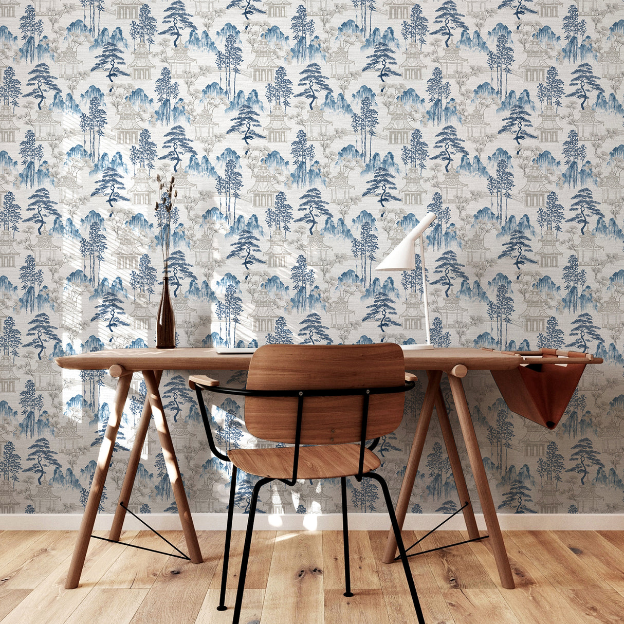 Akio Blue by Arthouse Pagoda Wallpaper – Brewster Home Fashions AH924803