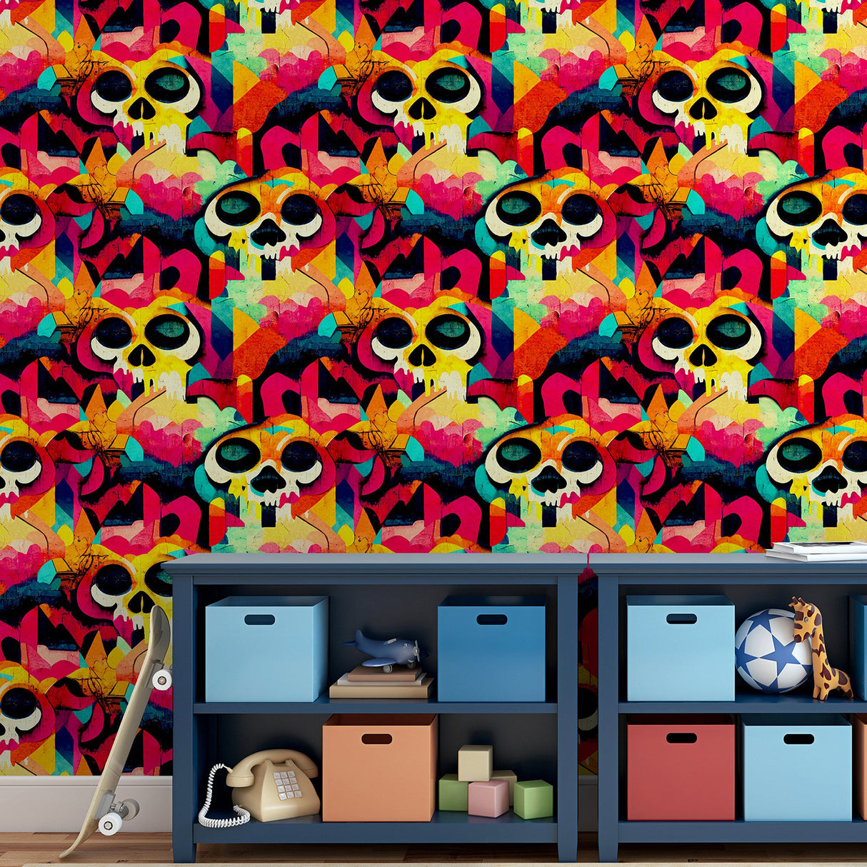 Millicent Multicolor by Arthouse Skull Wallpaper – Brewster AH925107