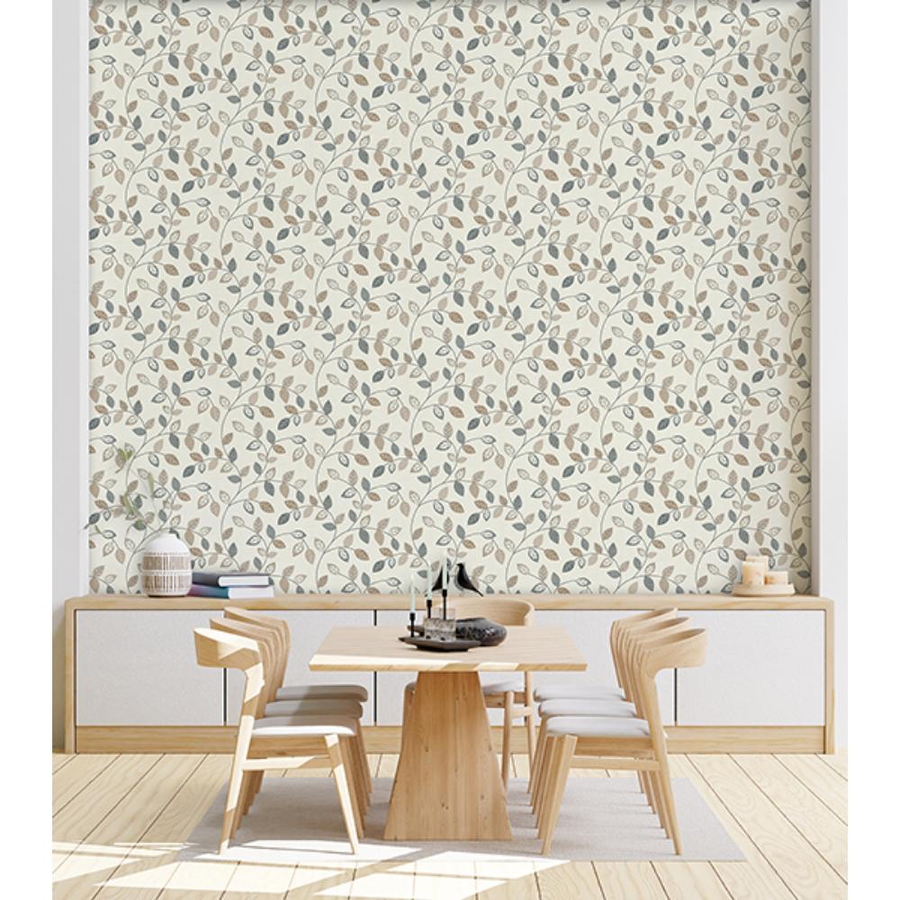 Sylvie Neutral by Arthouse Leaf Trail Wallpaper – Brewster Home Fashions AH925405