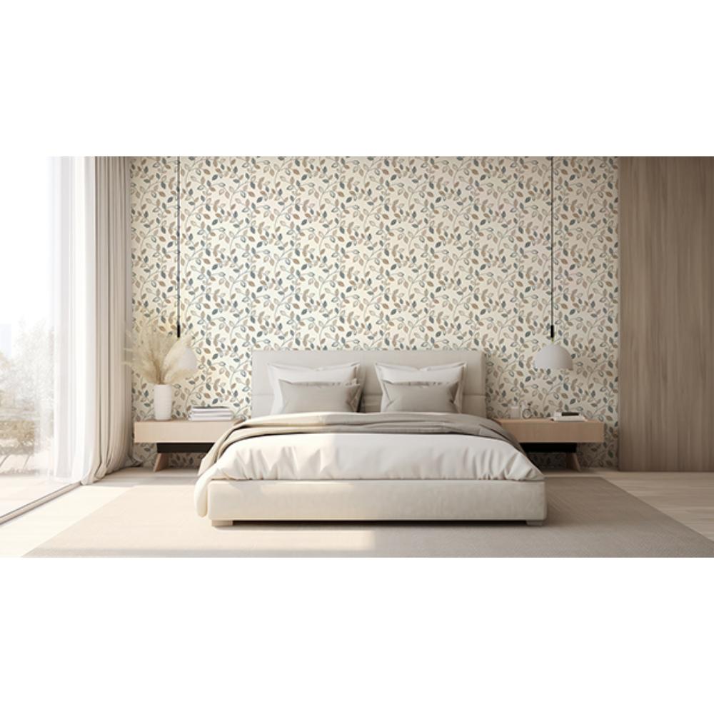 Sylvie Neutral by Arthouse Leaf Trail Wallpaper – Brewster Home Fashions AH925405