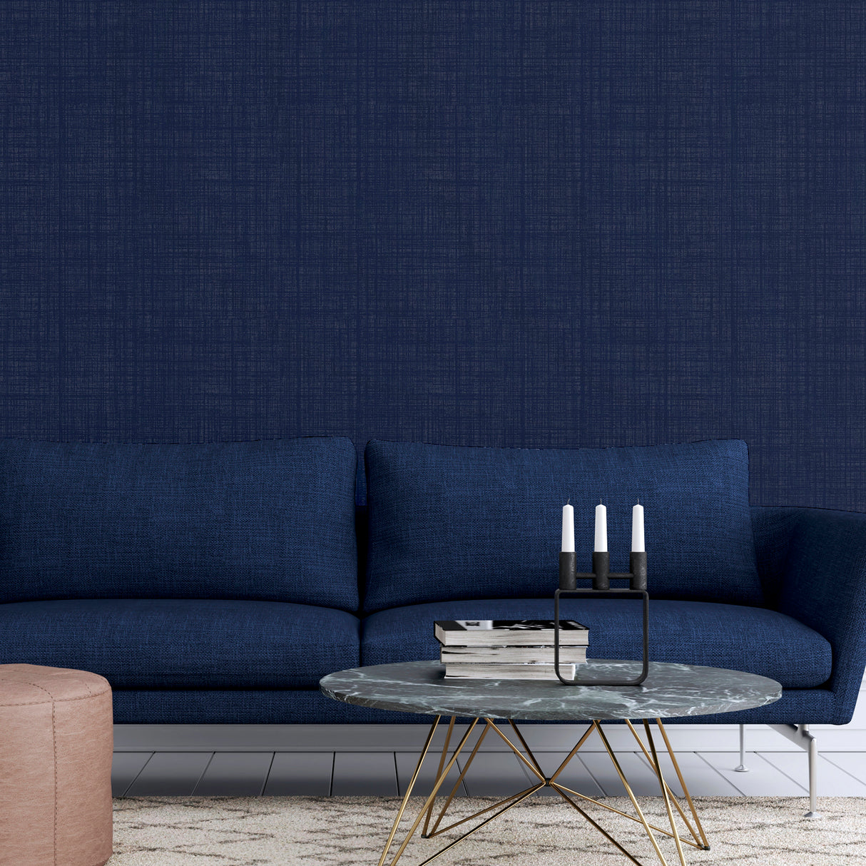 Rafe Navy by Arthouse Woven Texture Wallpaper – Brewster Home Fashions AH946002