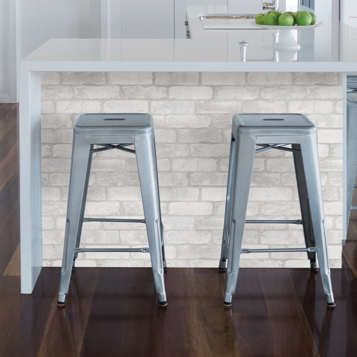 Studio Brick White by InHome WallPops Peel and Stick Realistic White Brick Pattern Wallpaper 20.5 in x 18 ft - ARW4228