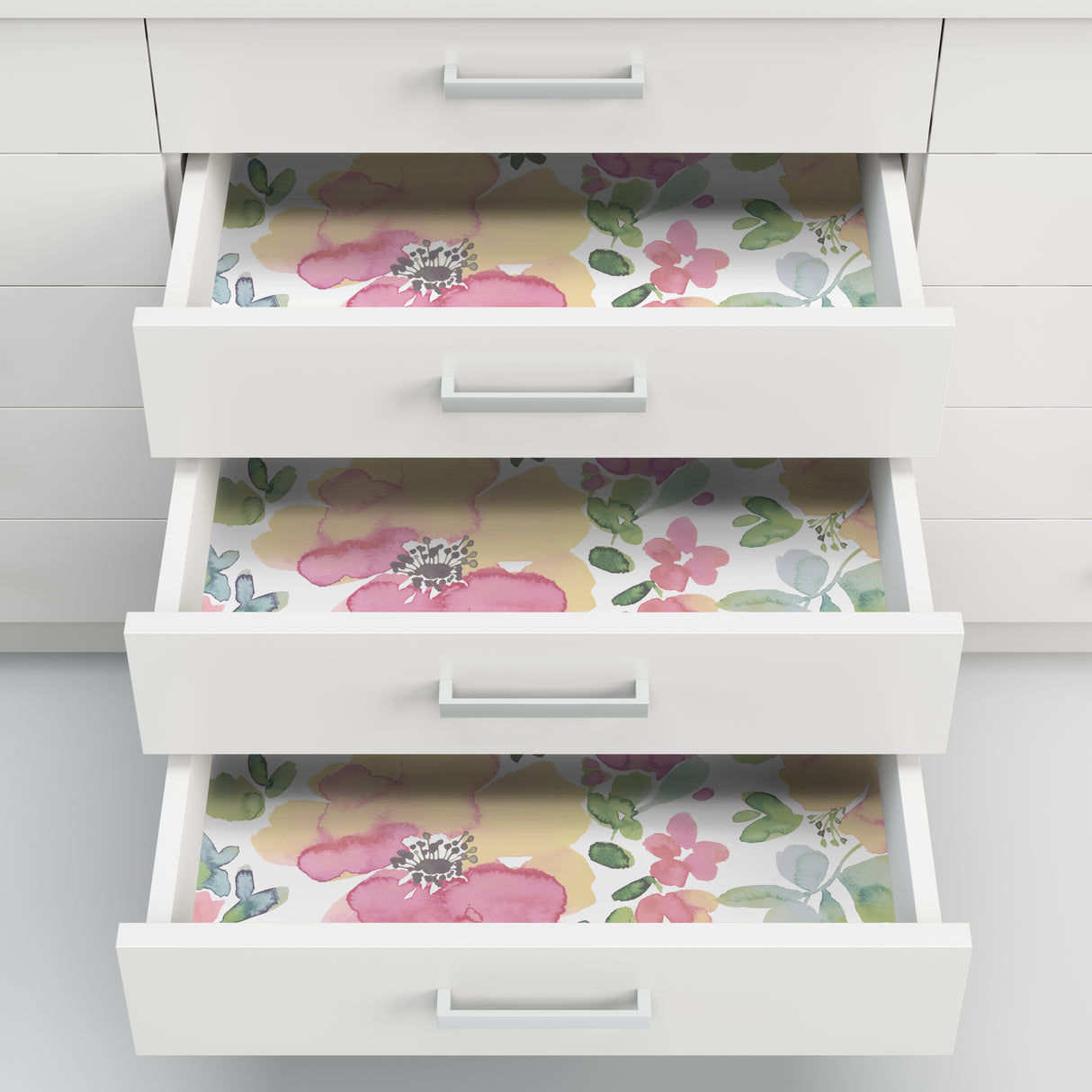 Julep Pink Soft Watercolor Botanical Floral Peel and Stick Wallpaper in Pink, Soft Yellow and Sage Green Shades by InHome WallPops - ARW4243