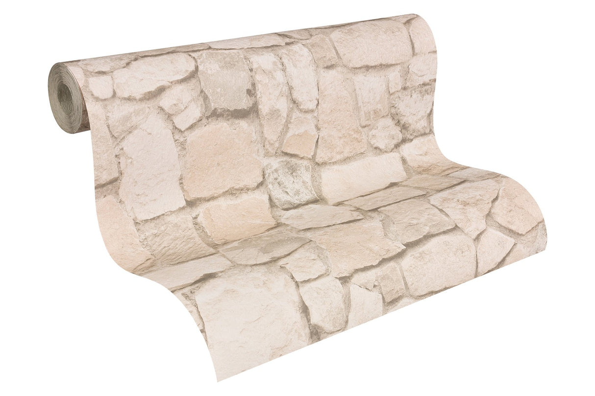Morris Beige Natural Stone Wallpaper with Farmhouse Stone Look - AS Creation AS692429