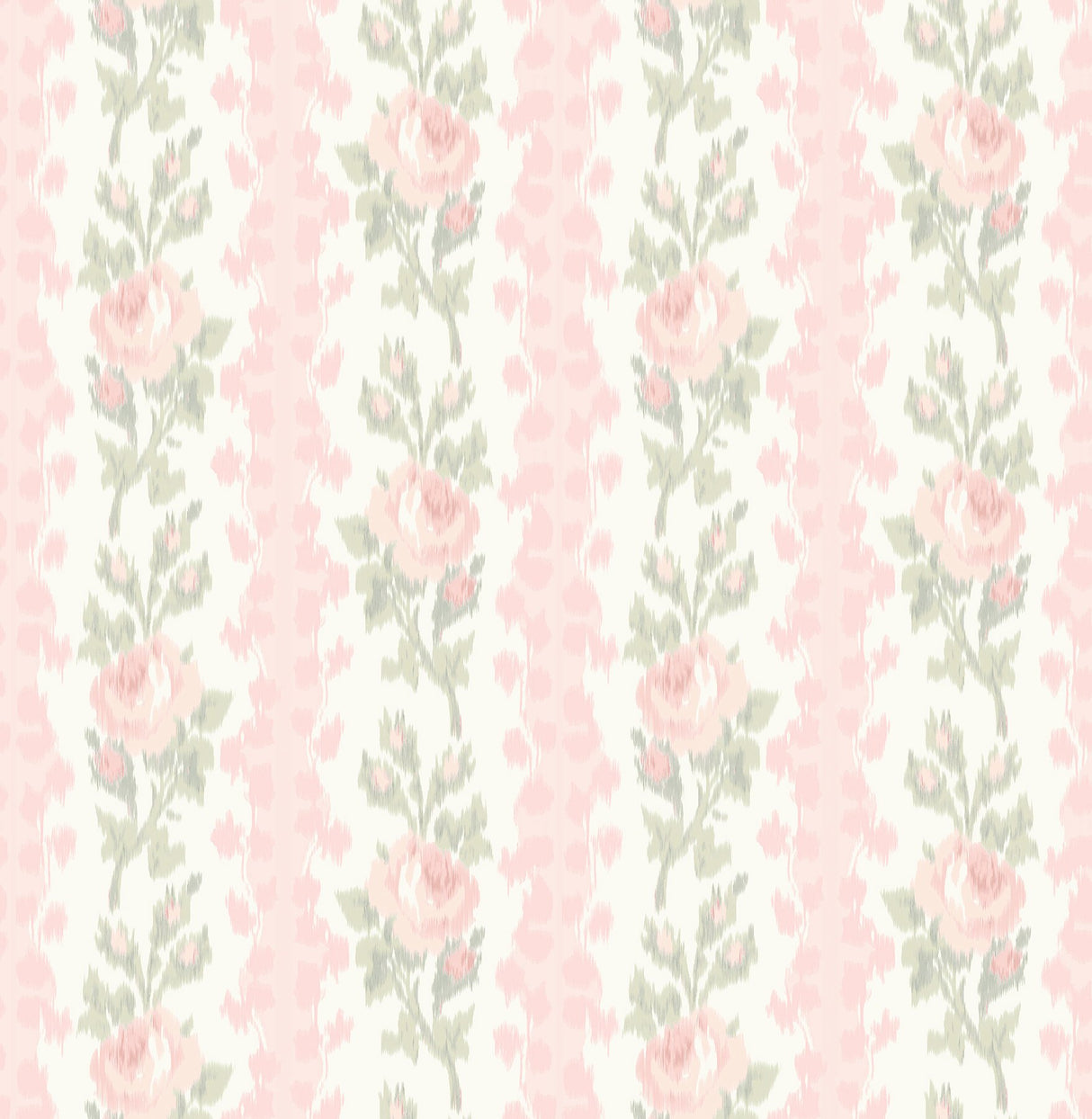 Blooming Heirloom Marie Pink Rose Stripe Wallpaper with Whimsical Floral Stripe Pattern - A-Street Prints AST4105
