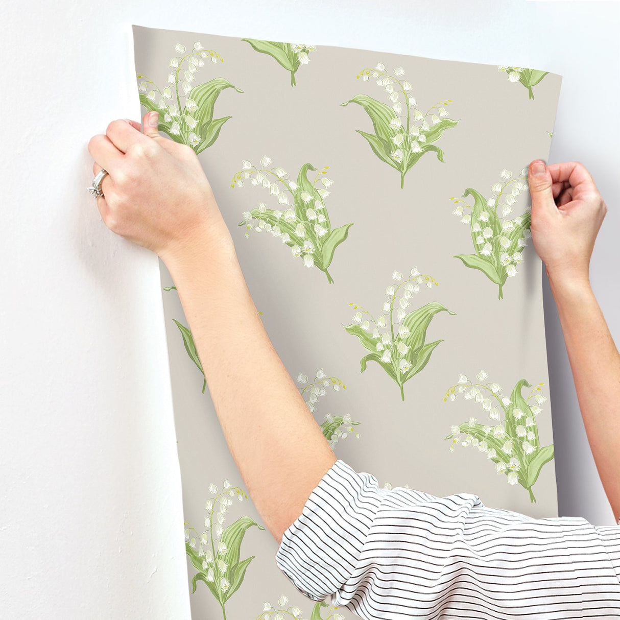 Farmington Stone Lily of the Valley Wallpaper with Botanical Lily Motif - A-Street Prints AST4341