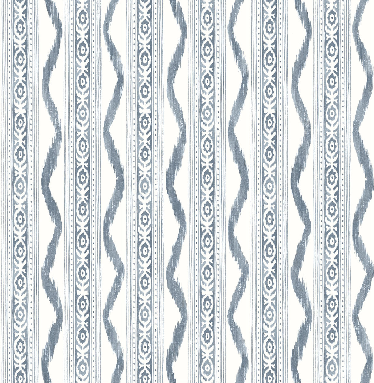 Rhys Blue IKAT Stripe Wallpaper with Modern Graphic Stripe Pattern - A-Street Prints AST4349