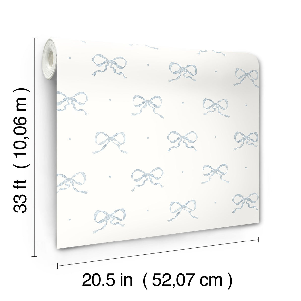 Emma Blue Heather Large Bow Wallpaper with Whimsical Novelty Graphic Pattern - AST4356