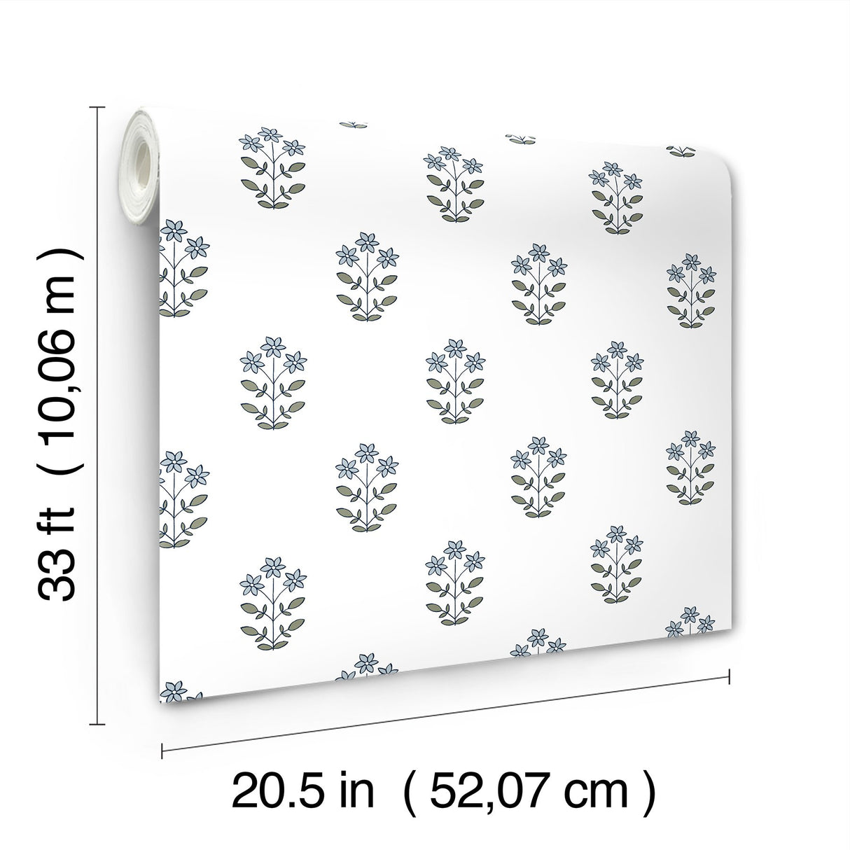 Kit Blue Heather Floral Wallpaper with Farmhouse Botanical Flower Motif - A-Street Prints AST4358