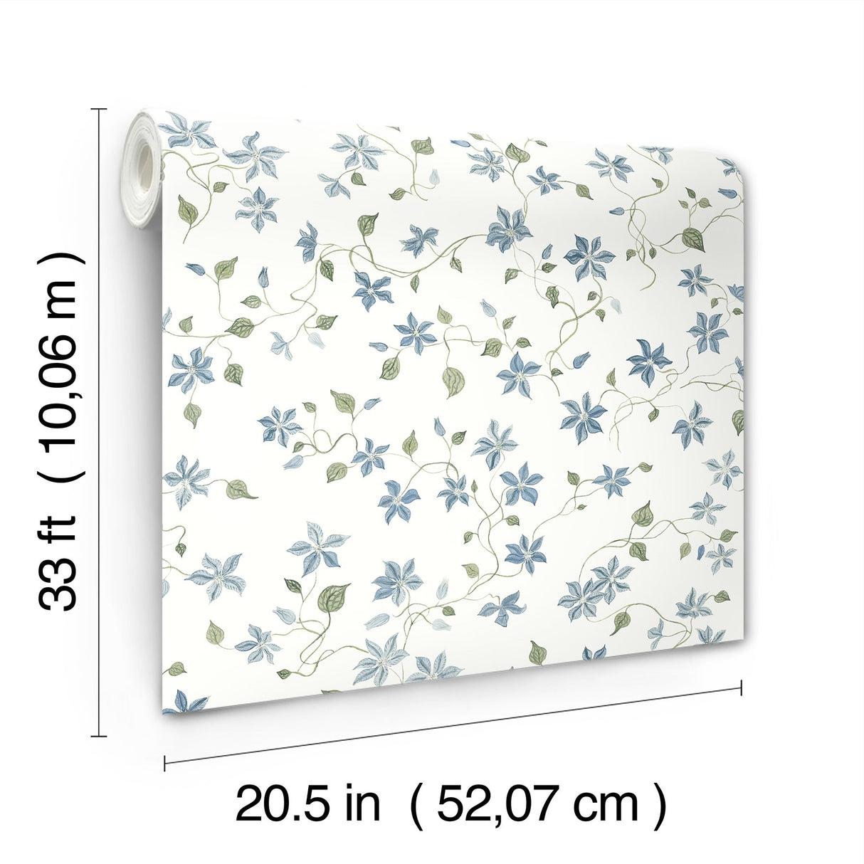 Betsy Blue Heather Floral Trail Wallpaper with Botanical Coastal Flowers - A-Street Prints AST4364