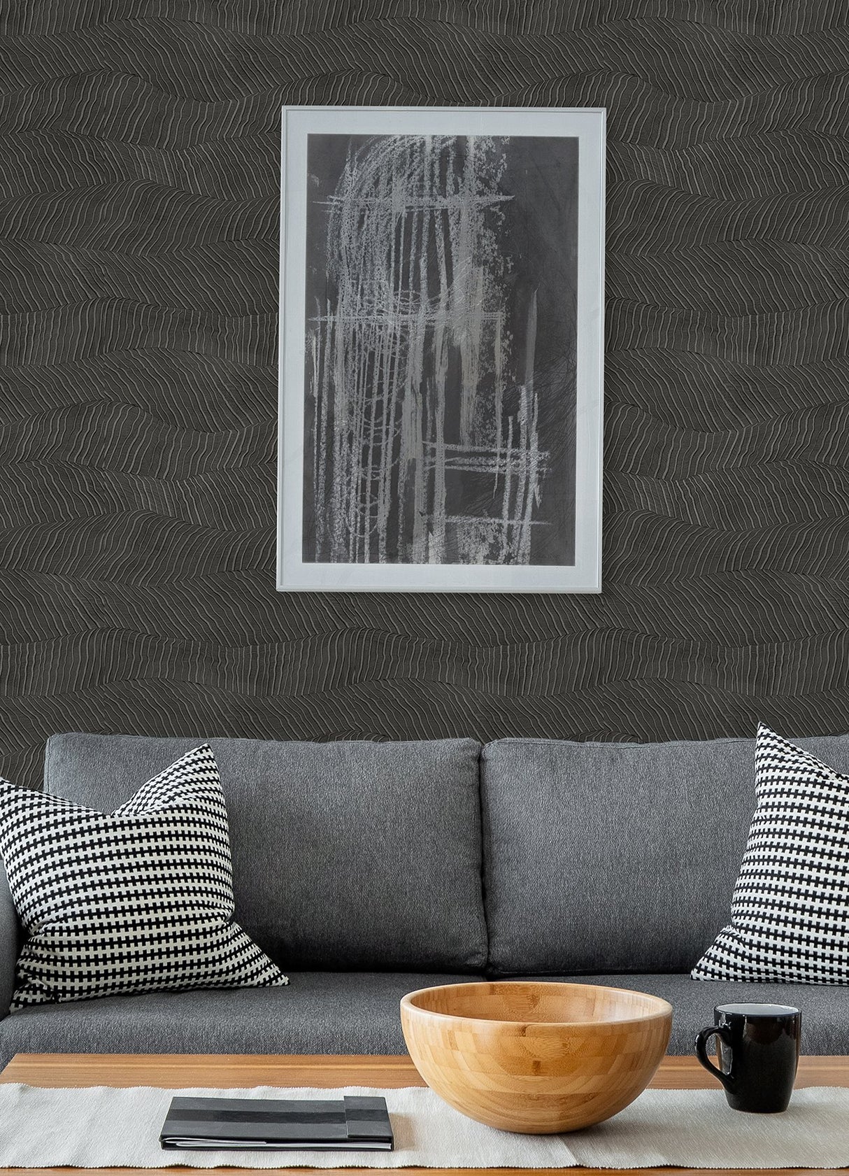 Drift Charcoal Abstract Landscape Wallpaper with Modern Abstract Pattern - A-Street Prints AST4689