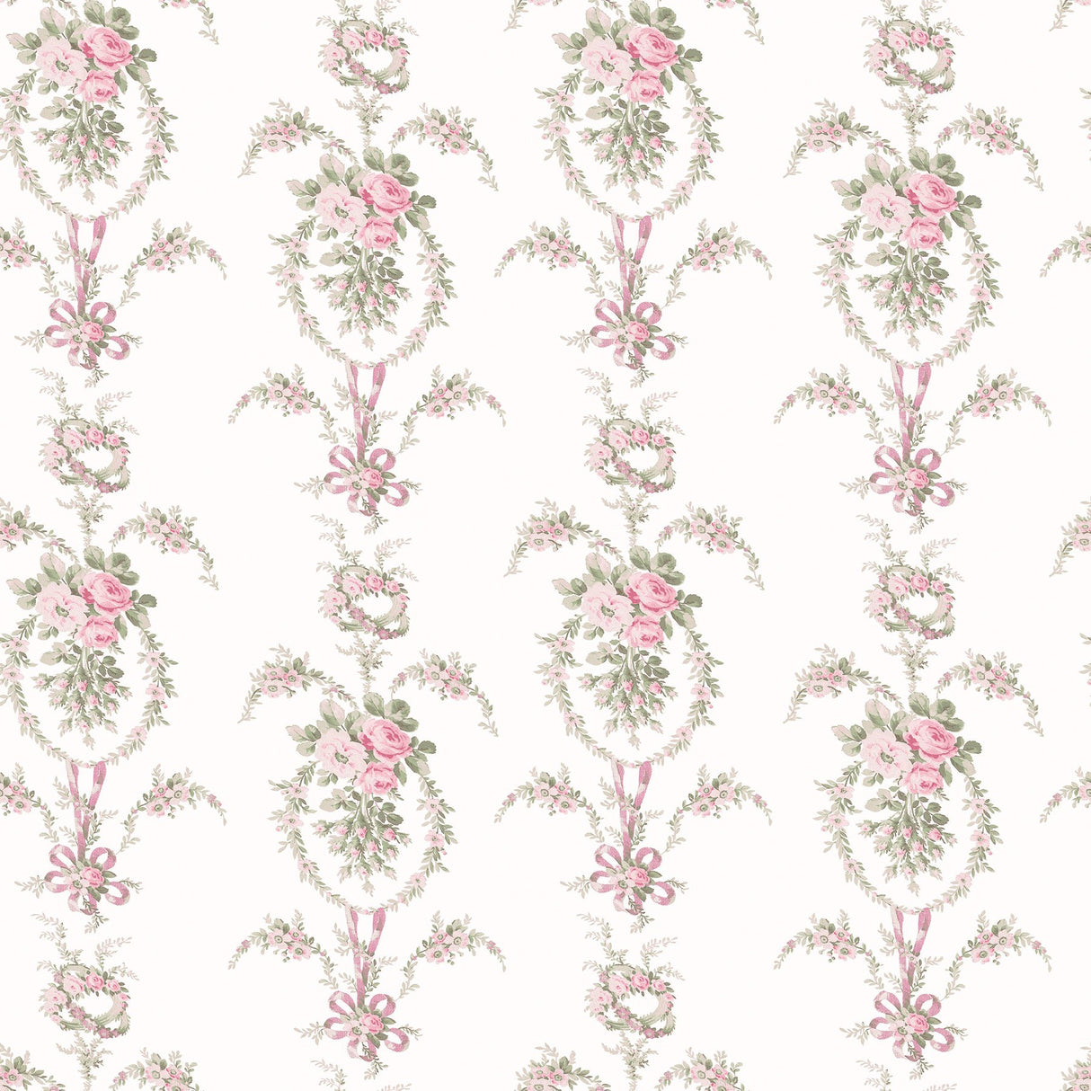 Rose Cheeks Party Pink Floral Cluster Wallpaper with Vintage Botanical Motif - A-Street Prints AST6088