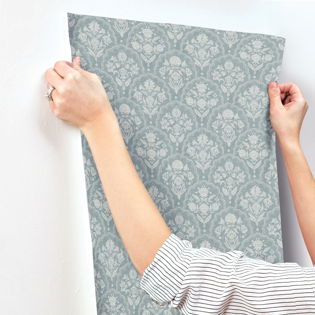 Frances Blue by Erin Gates Fishscale Wallpaper- A-Street Prints AST6351